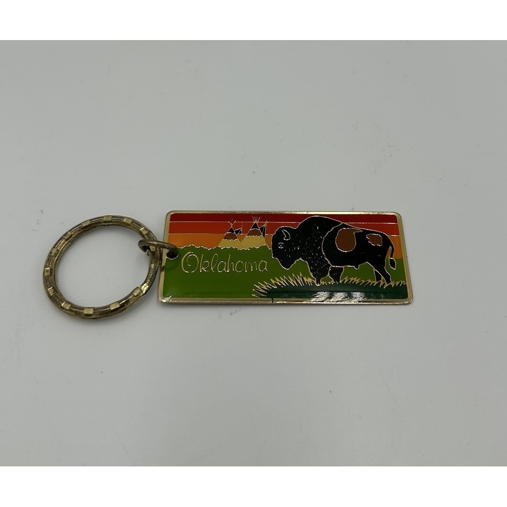 Vintage Oklahoma Buffalo Keyring Keychain‎